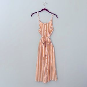 Walmart Size S Yellow & White Striped Midi Sundress